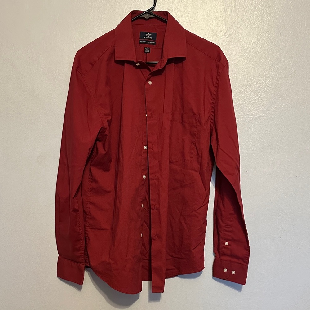 Dockers Red Casual Button Down Shirt